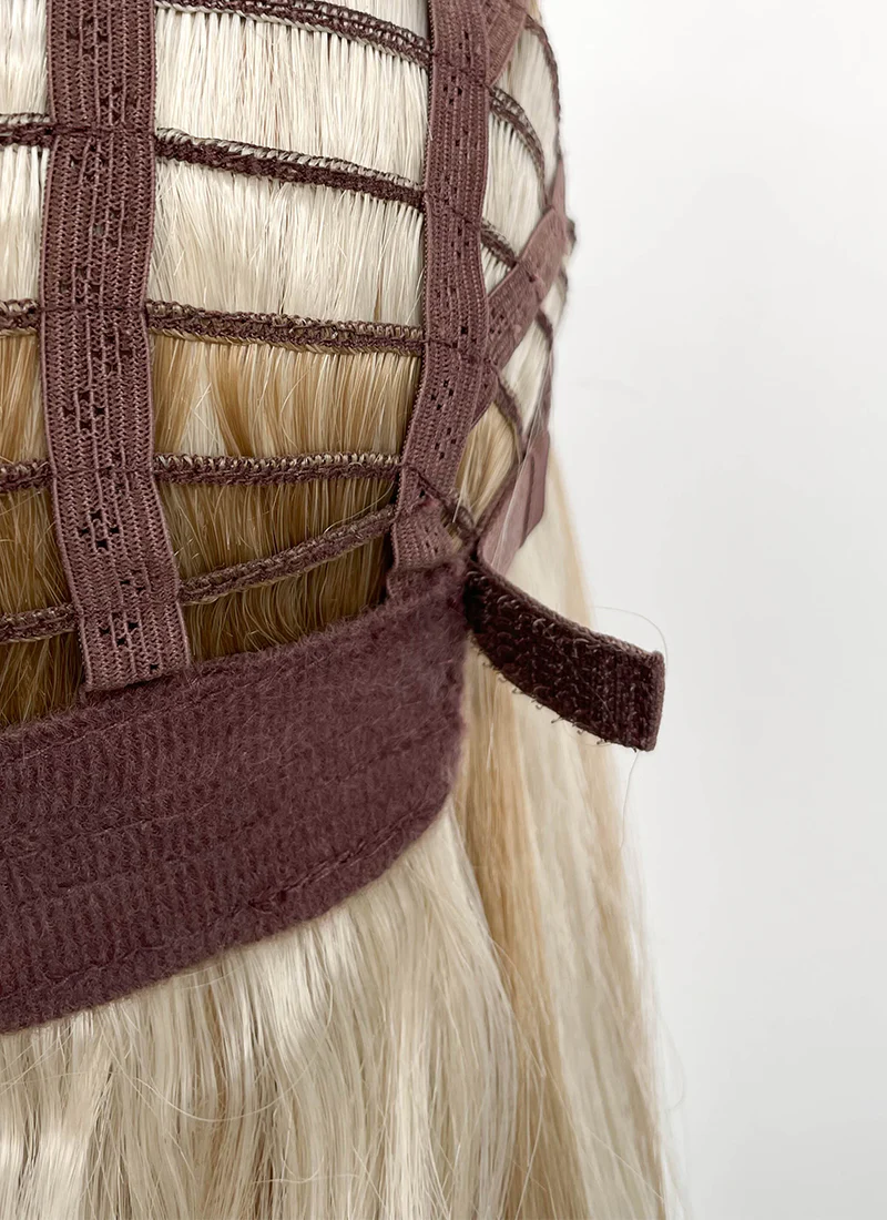 Blonde With Dark Roots Straight Mono Top Kanekalon Lace Wig MN020