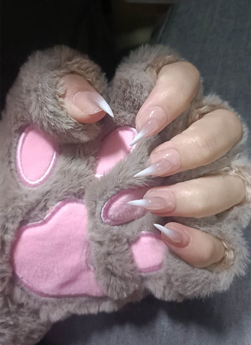 Hyper-Realistic Cat Claw Pink Square Handmade Press-On Nails NF057