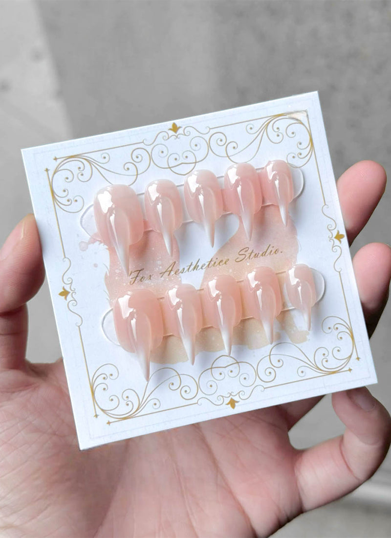 Hyper-Realistic Cat Claw Pink Square Handmade Press-On Nails NF057