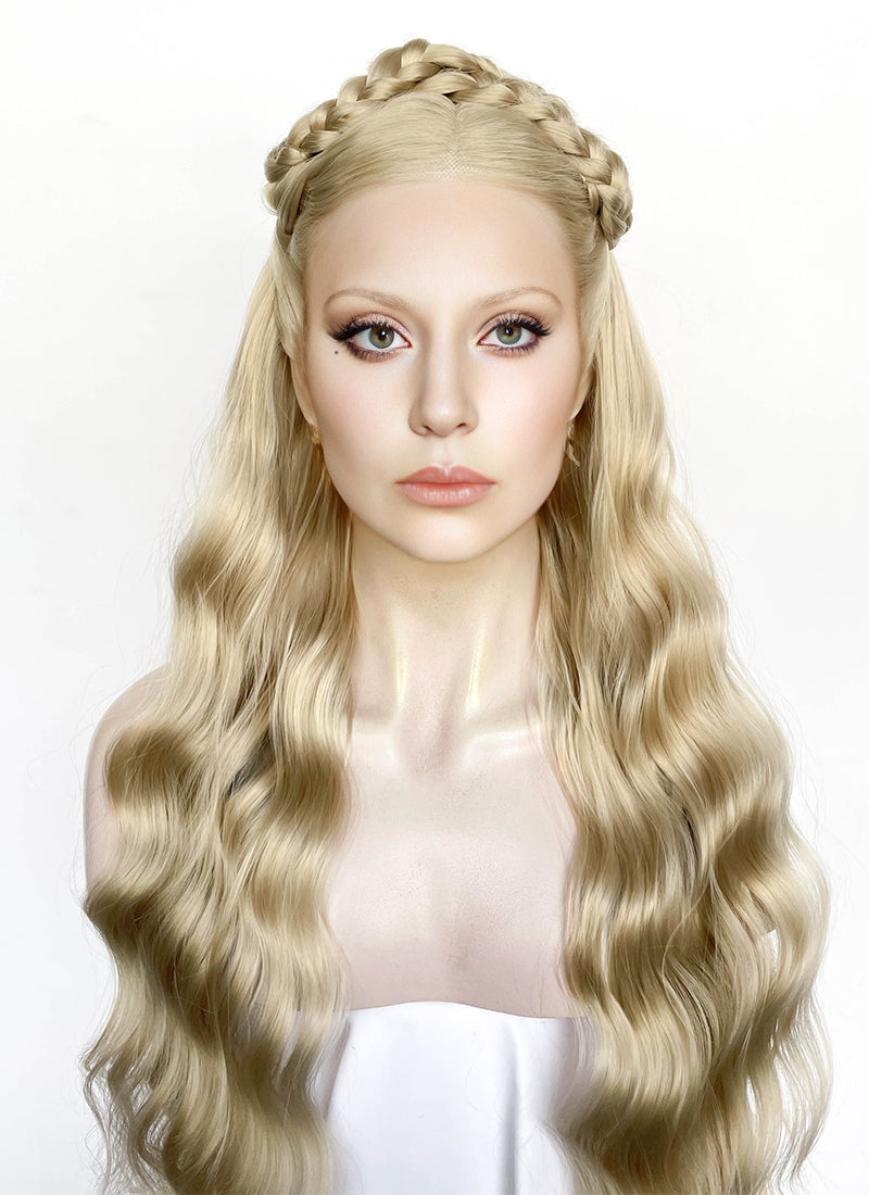 Lady Gaga Abracadabra Ash Blonde Braided Lace Front Synthetic Wig LF2510