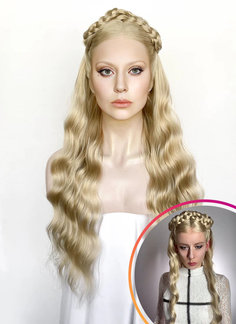 Lady Gaga Abracadabra Ash Blonde Braided Lace Front Synthetic Wig LF2510