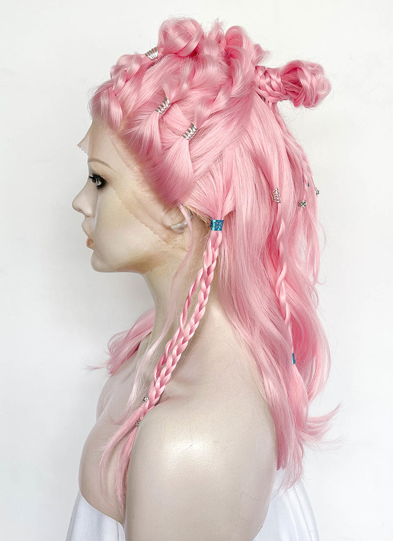 Pastel Pink Braided Lace Front Synthetic Wig LF2511