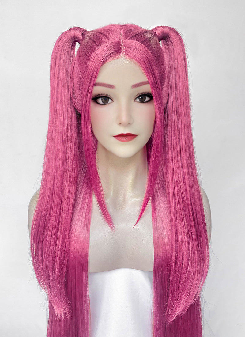 KPop Demon Hunters Mira Yaki Hot Pink Braided 13" x 6" Lace Top Synthetic Wig LF2513