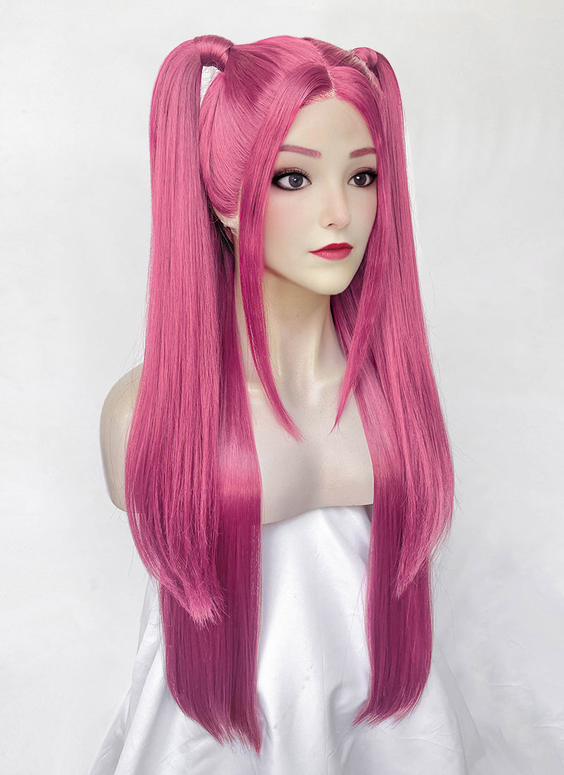 KPop Demon Hunters Mira Yaki Hot Pink Braided 13" x 6" Lace Top Synthetic Wig LF2513