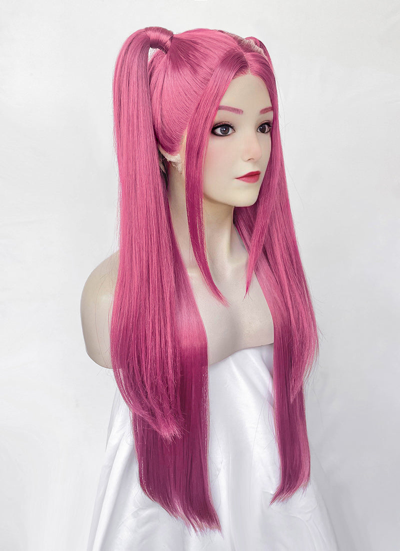 KPop Demon Hunters Mira Yaki Hot Pink Braided 13" x 6" Lace Top Synthetic Wig LF2513