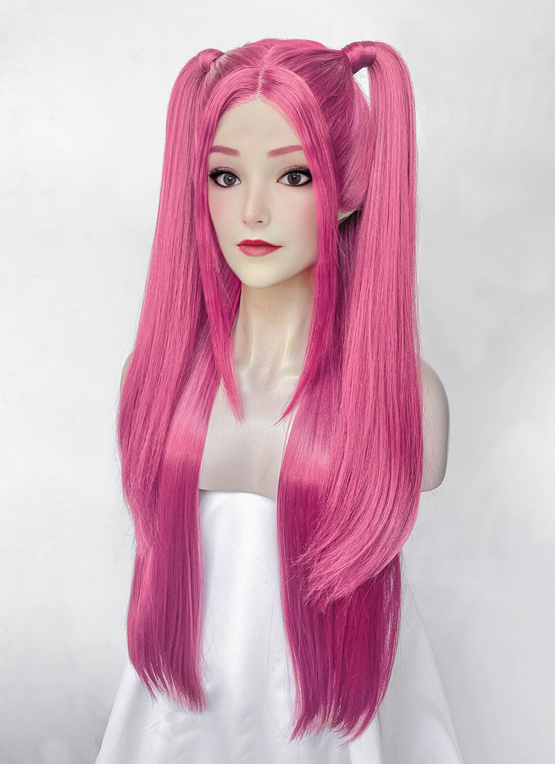 KPop Demon Hunters Mira Yaki Hot Pink Braided 13" x 6" Lace Top Synthetic Wig LF2513