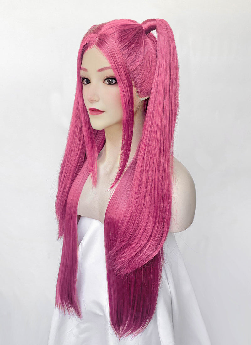 KPop Demon Hunters Mira Yaki Hot Pink Braided 13" x 6" Lace Top Synthetic Wig LF2513