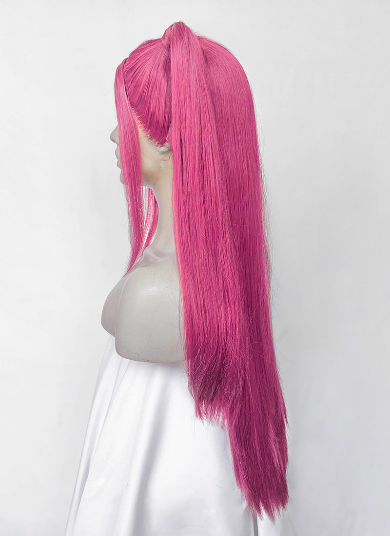 KPop Demon Hunters Mira Yaki Hot Pink Braided 13" x 6" Lace Top Synthetic Wig LF2513