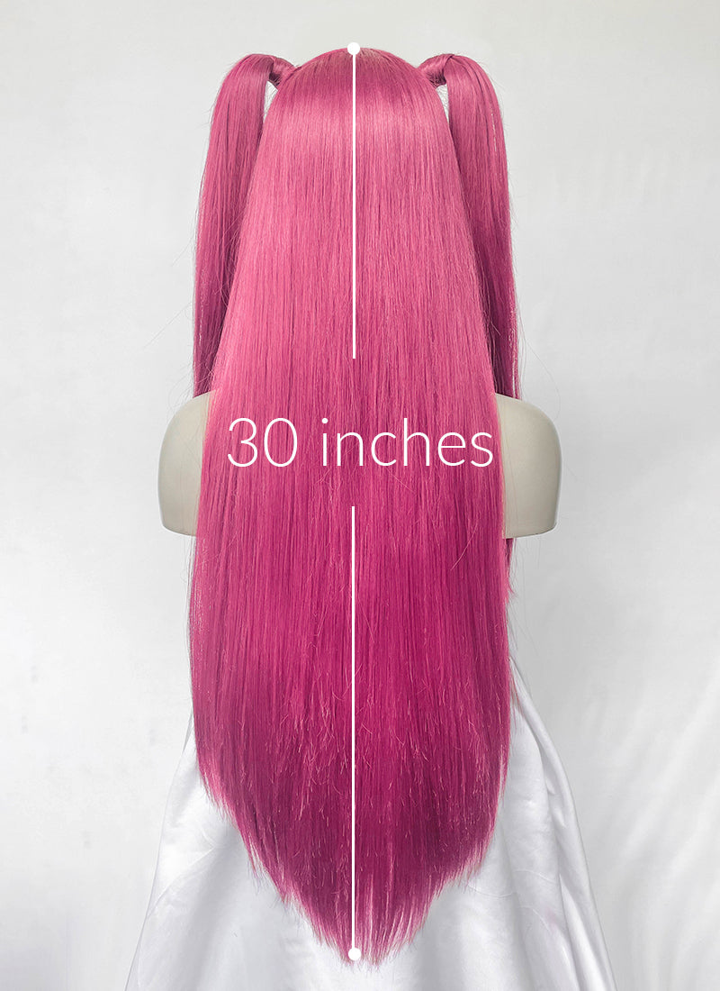 KPop Demon Hunters Mira Yaki Hot Pink Braided 13" x 6" Lace Top Synthetic Wig LF2513