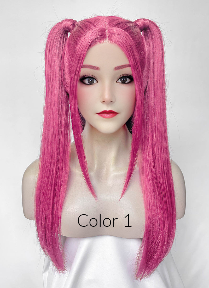 KPop Demon Hunters Mira Yaki Hot Pink Braided 13" x 6" Lace Top Synthetic Wig LF2513