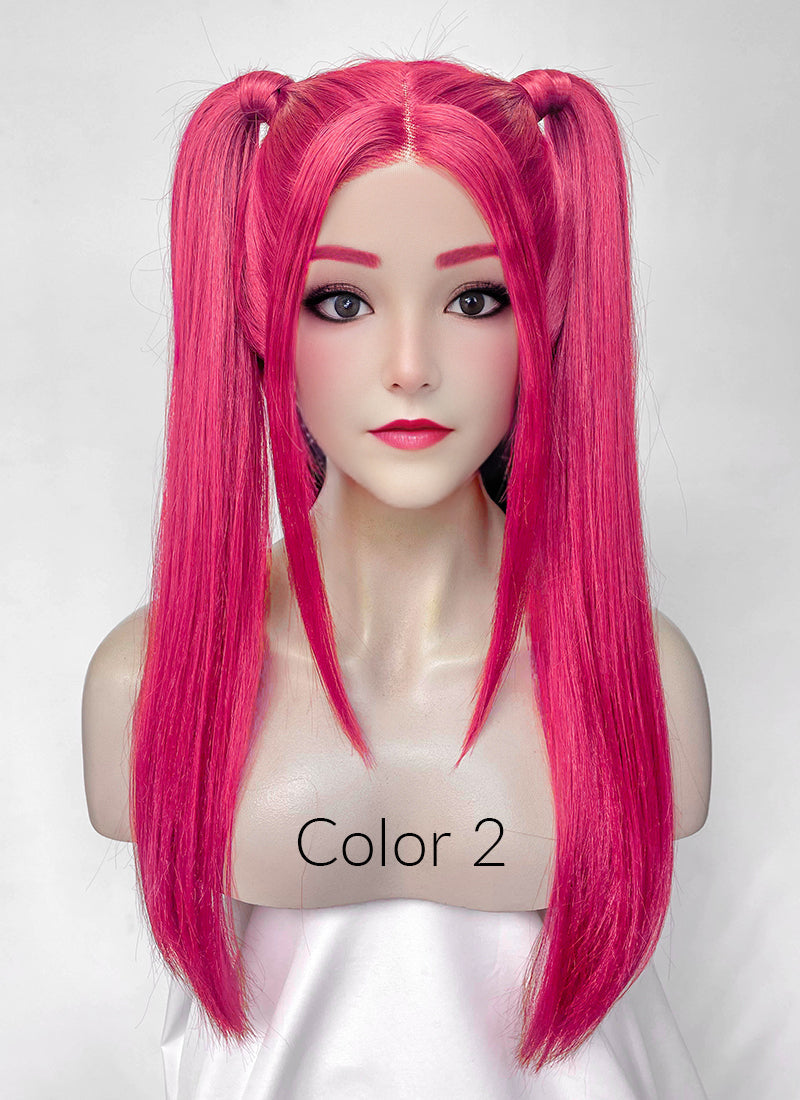 KPop Demon Hunters Mira Yaki Hot Pink Braided 13" x 6" Lace Top Synthetic Wig LF2513