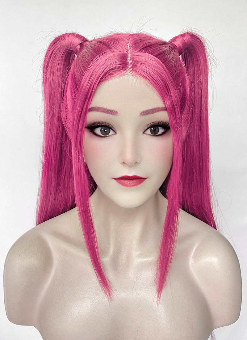 KPop Demon Hunters Mira Yaki Hot Pink Braided 13" x 6" Lace Top Synthetic Wig LF2513
