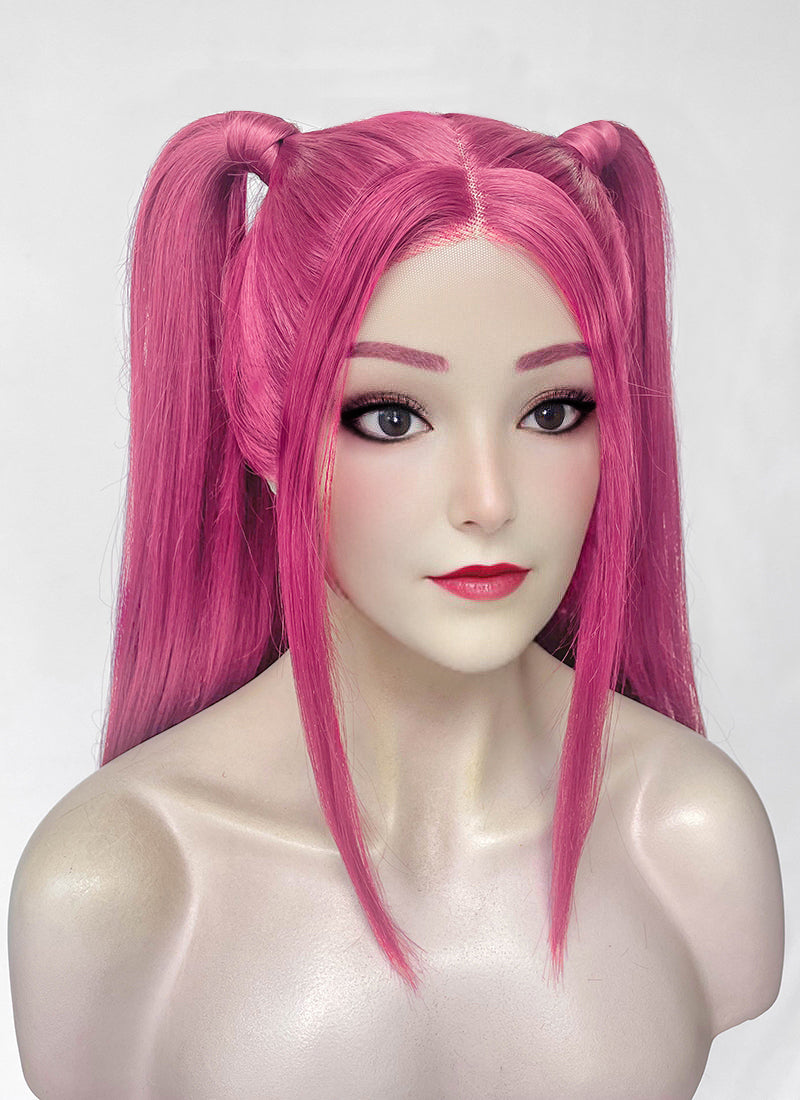 KPop Demon Hunters Mira Yaki Hot Pink Braided 13" x 6" Lace Top Synthetic Wig LF2513