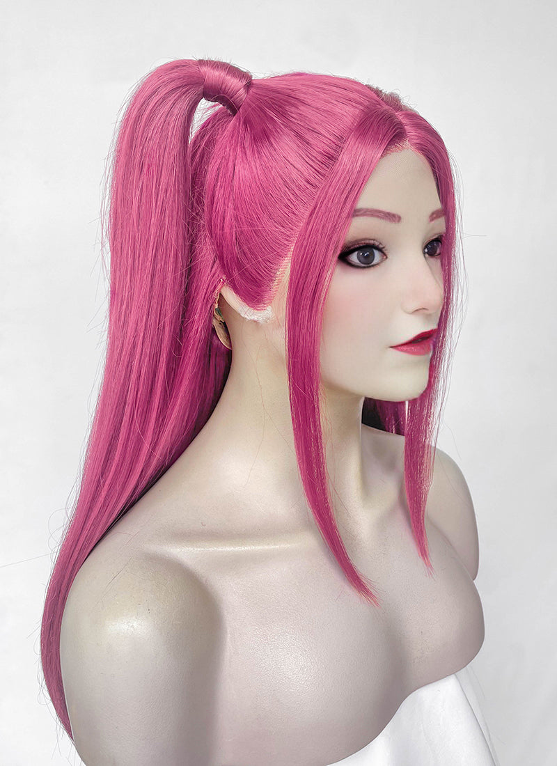 KPop Demon Hunters Mira Yaki Hot Pink Braided 13" x 6" Lace Top Synthetic Wig LF2513