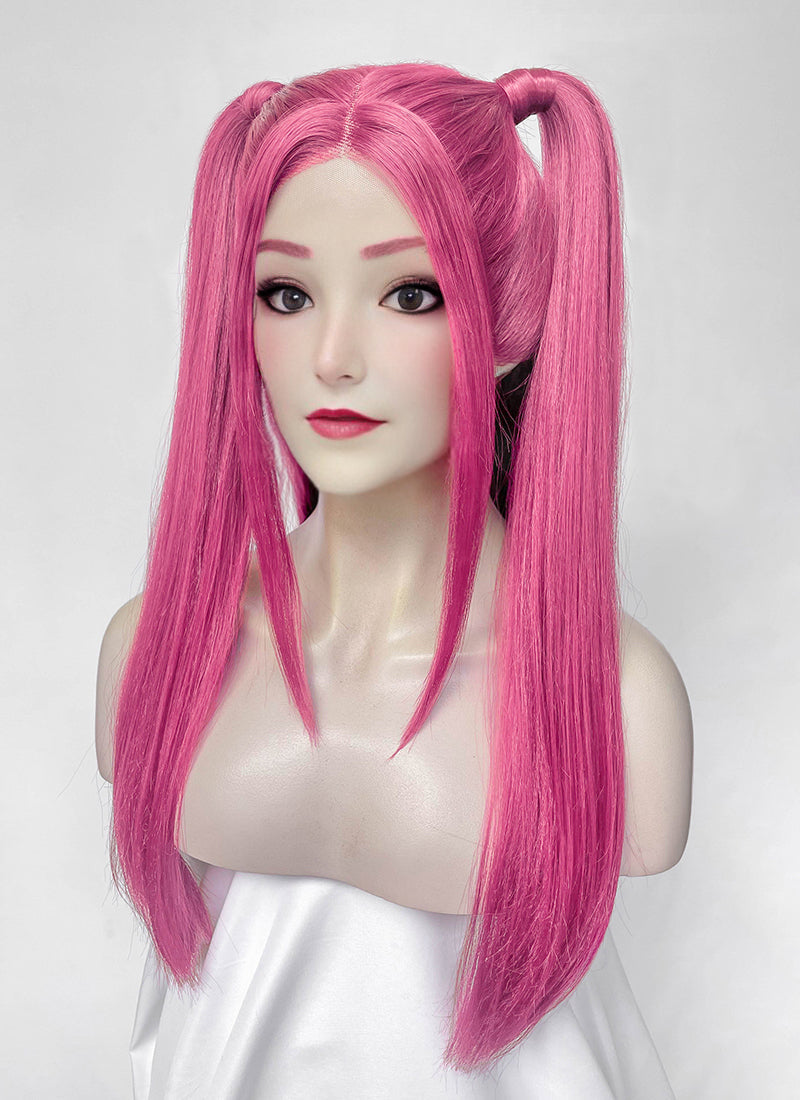 KPop Demon Hunters Mira Yaki Hot Pink Braided 13" x 6" Lace Top Synthetic Wig LF2513