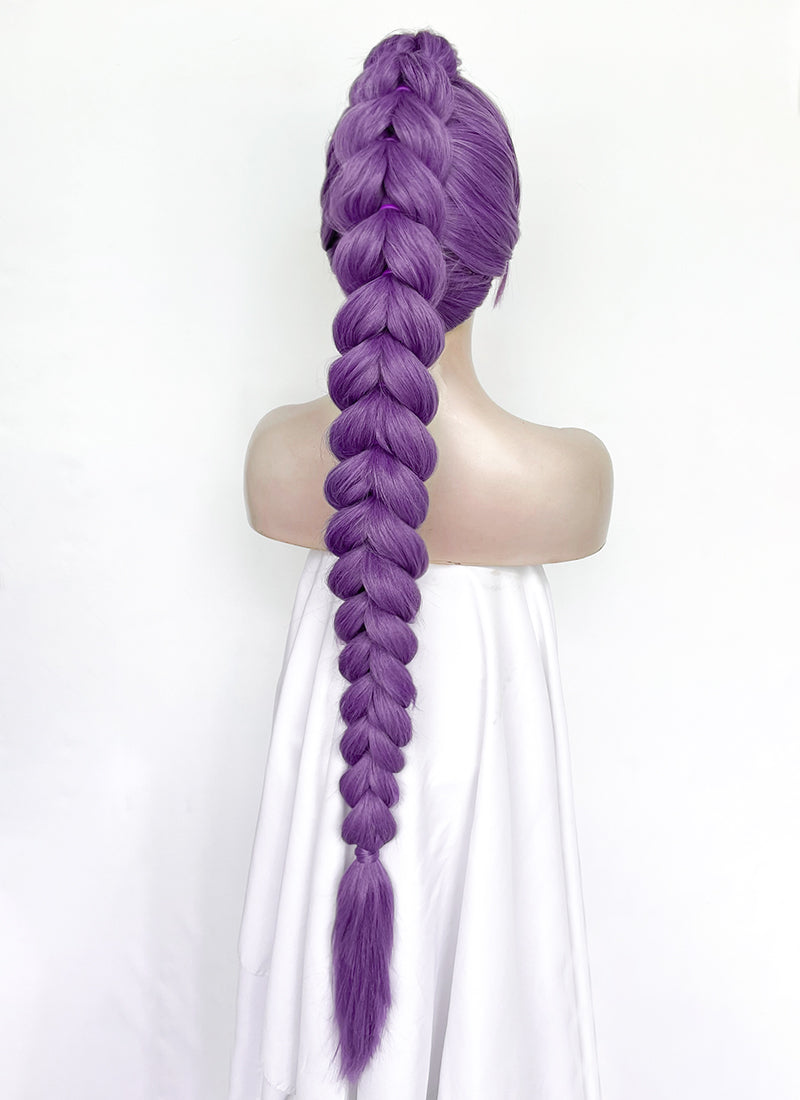 KPop Demon Hunters Rumi Pastel Purple Braided Lace Front Synthetic Wig LF2515
