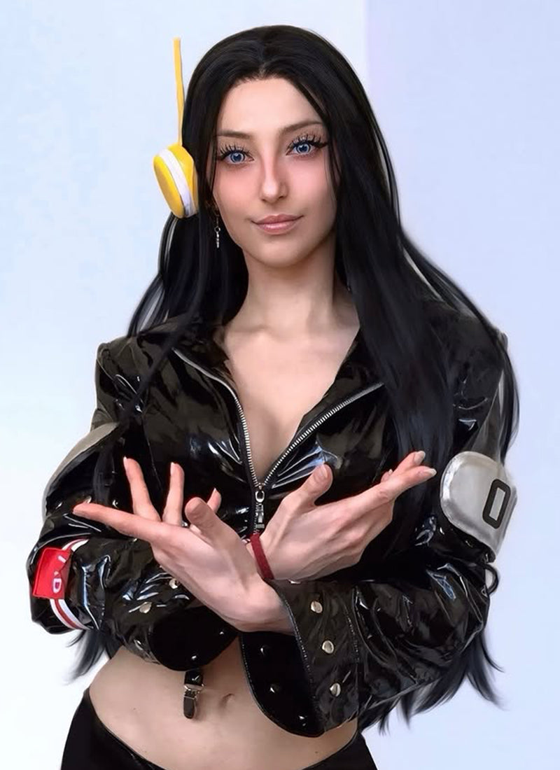 One Piece Nico Robin Jet Black Straight Lace Front Synthetic Wig LF327A