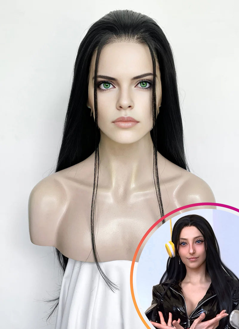 One Piece Nico Robin Jet Black Straight Lace Front Synthetic Wig LF327A