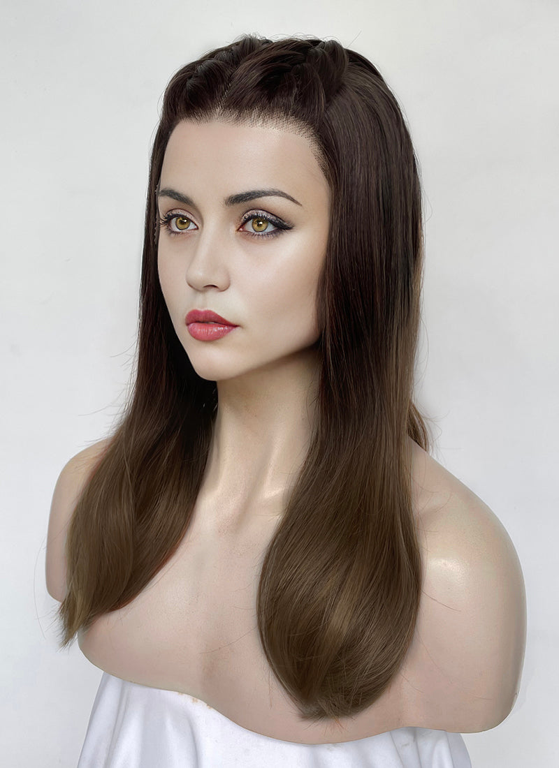 From the World of John Wick: Ballerina Eve Macarro Two Tone Brunette Straight Lace Front Synthetic Wig LF3366