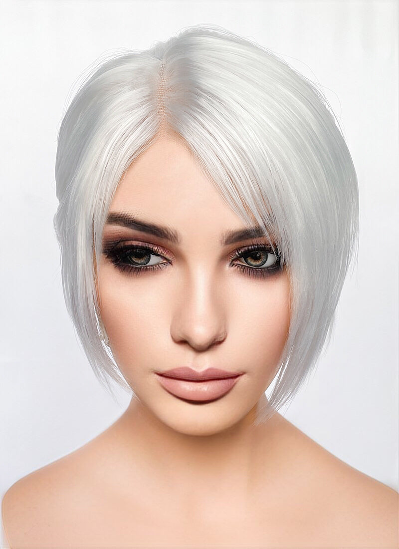 Baldur's Gate 3 Shadowheart White Yaki Straight Lace Front Synthetic Wig With Ponytail Extension LF6048