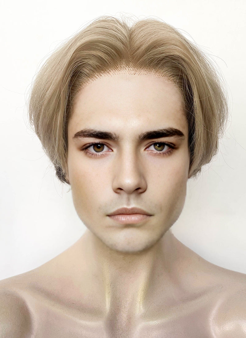 Blonde Brown Peekaboo Straight Lace Front Synthetic Men's Wig LF6108