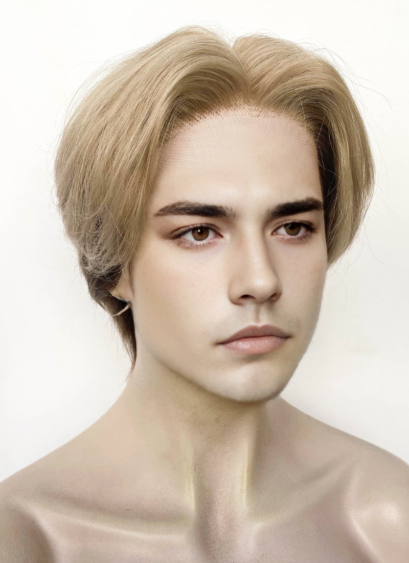 Blonde Brown Peekaboo Straight Lace Front Synthetic Men's Wig LF6108