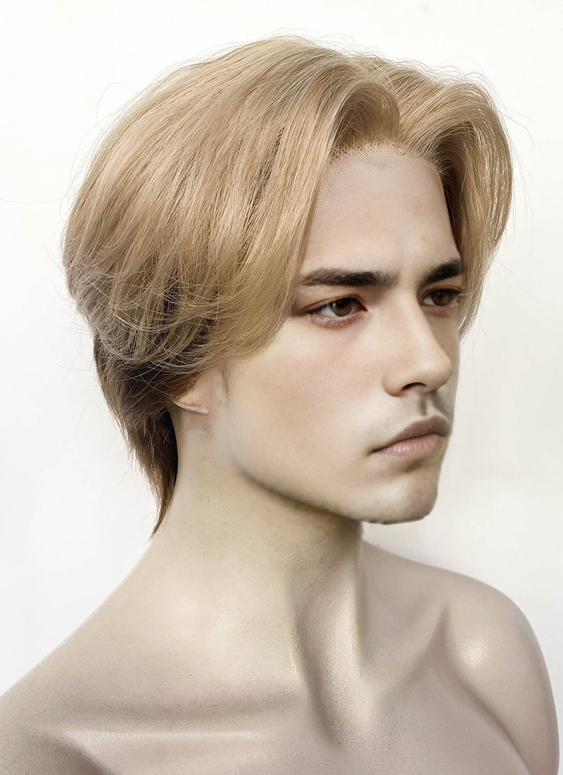 Blonde Brown Peekaboo Straight Lace Front Synthetic Men's Wig LF6108