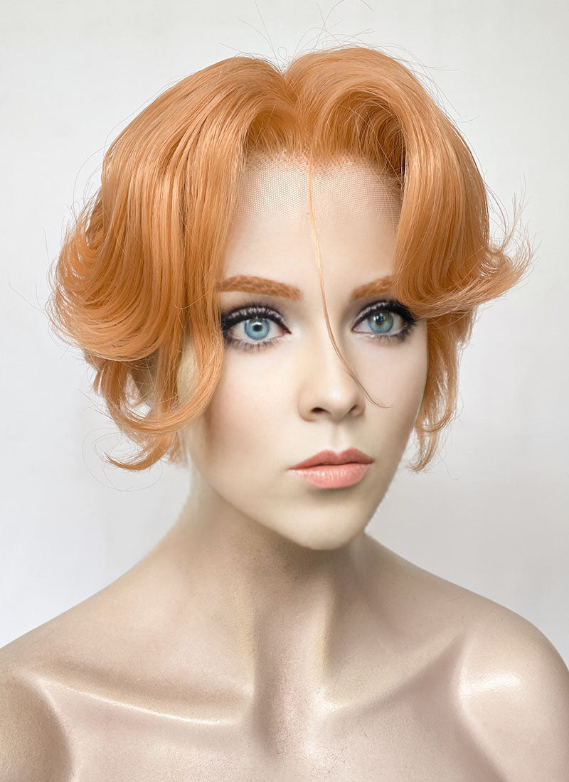 Castlevania Sypha Belnades Pastel Peach Pink Wavy Lace Front Synthetic Wig LF6121