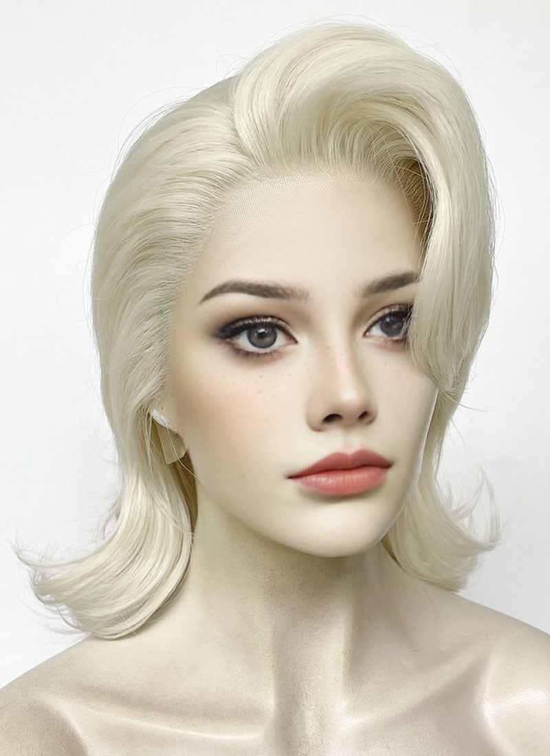Platinum Blonde Wavy Lace Front Synthetic Wig LF6125
