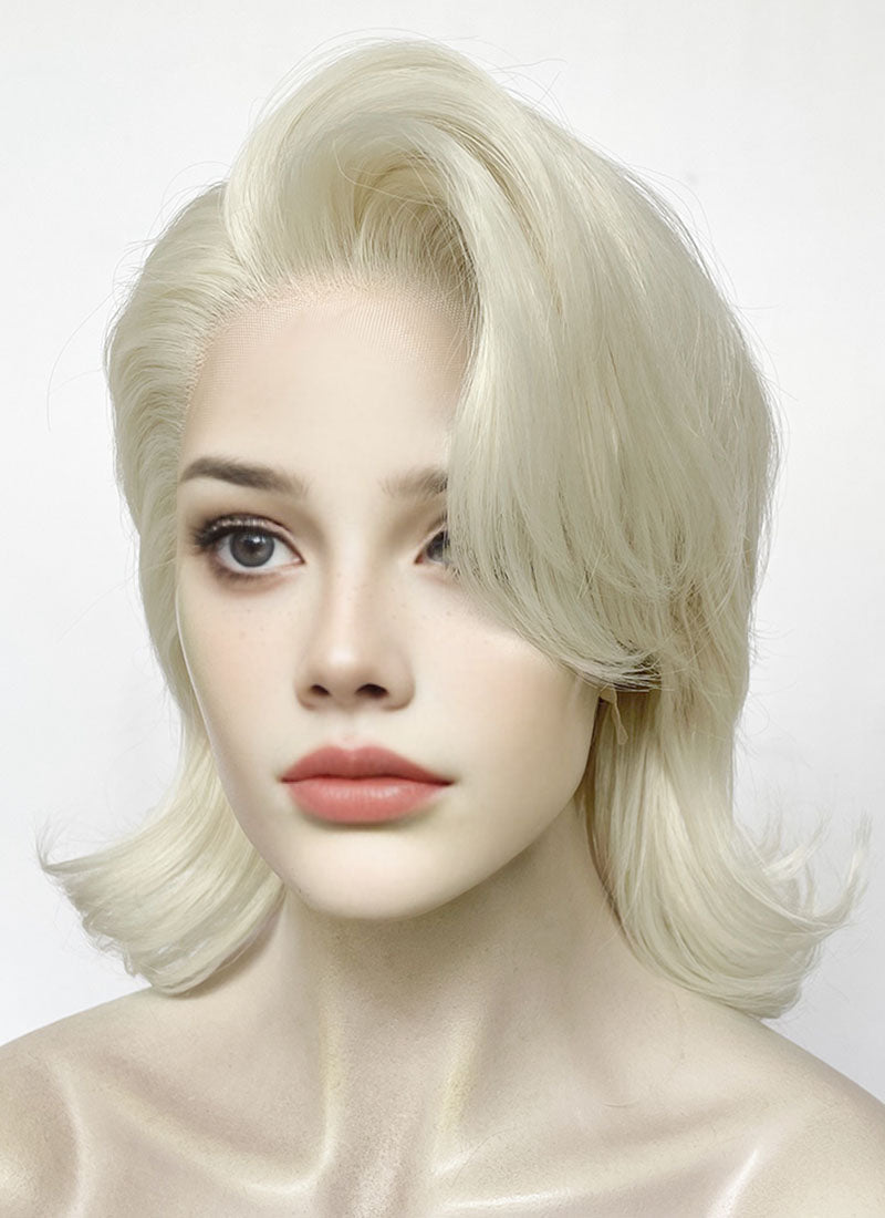 Platinum Blonde Wavy Lace Front Synthetic Wig LF6125