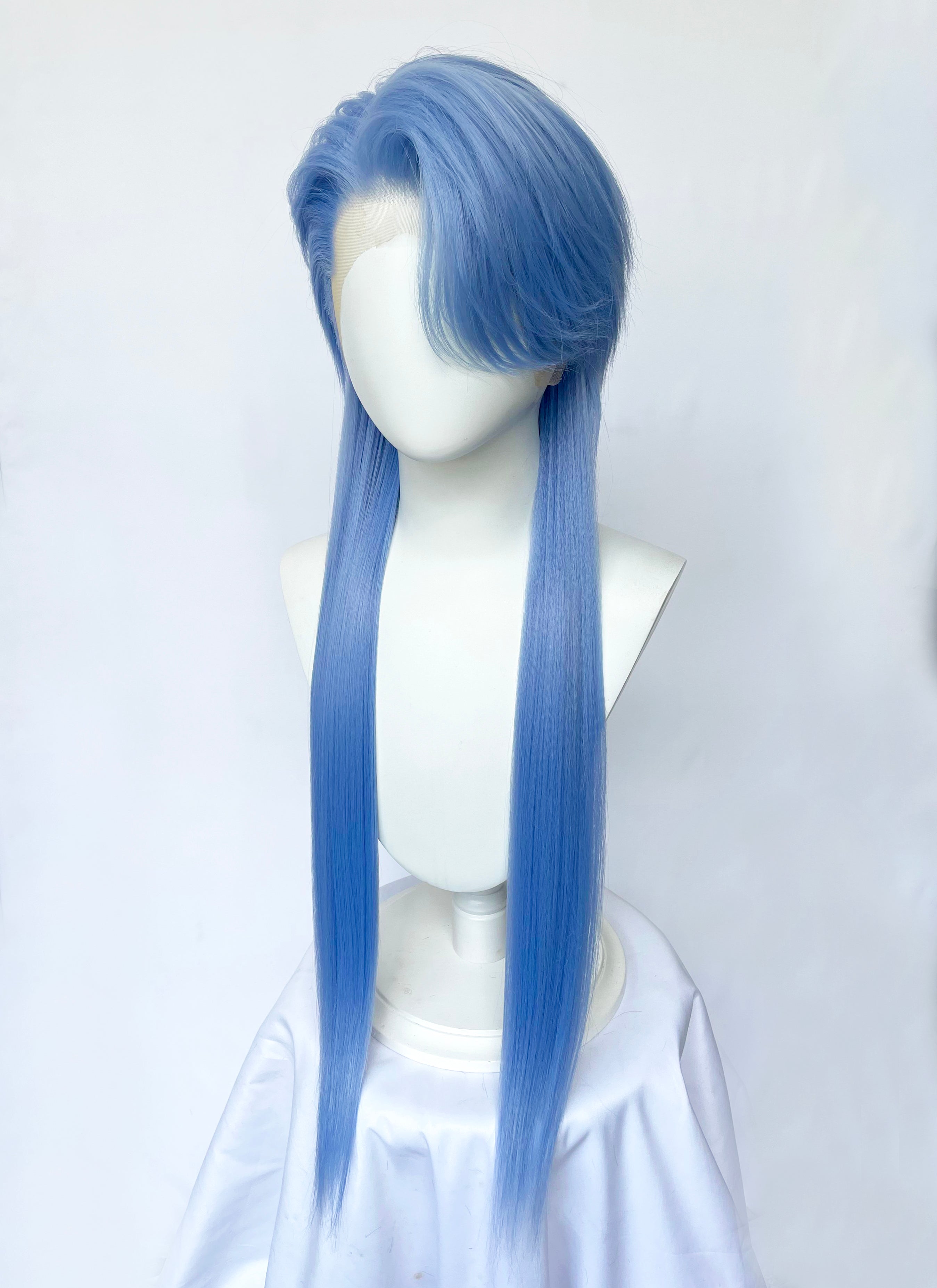 Pastel Blue Straight Lace Front Synthetic Men's Wig LF6134