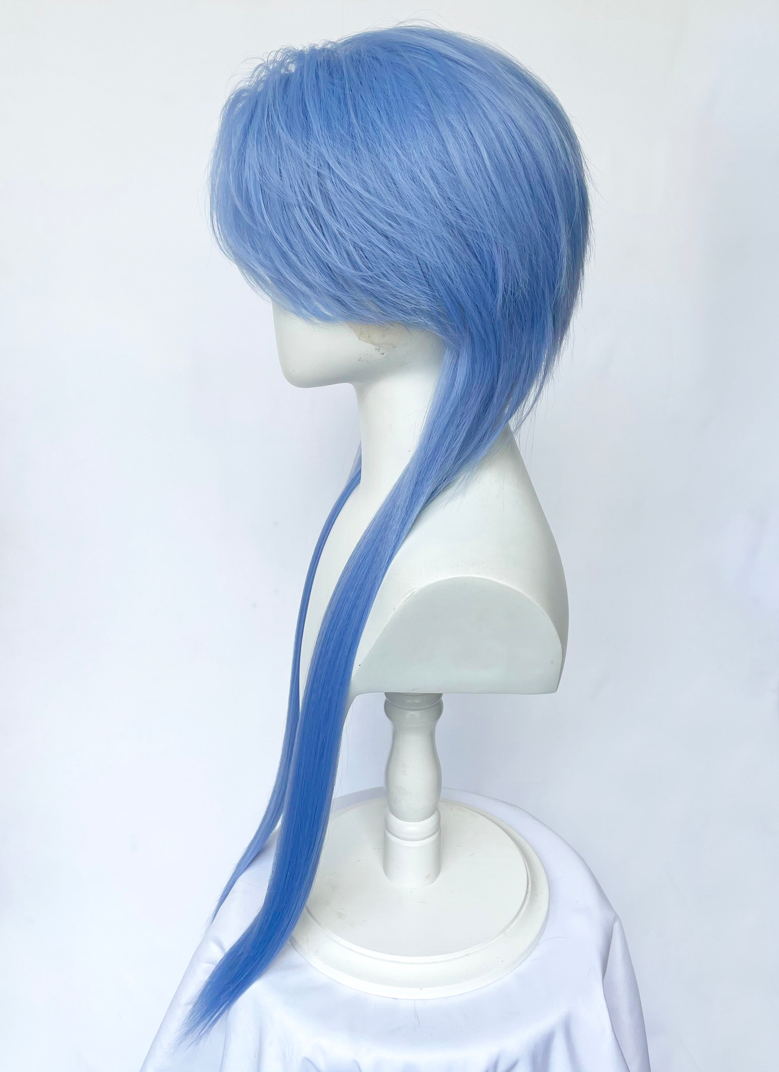 Pastel Blue Straight Lace Front Synthetic Men's Wig LF6134