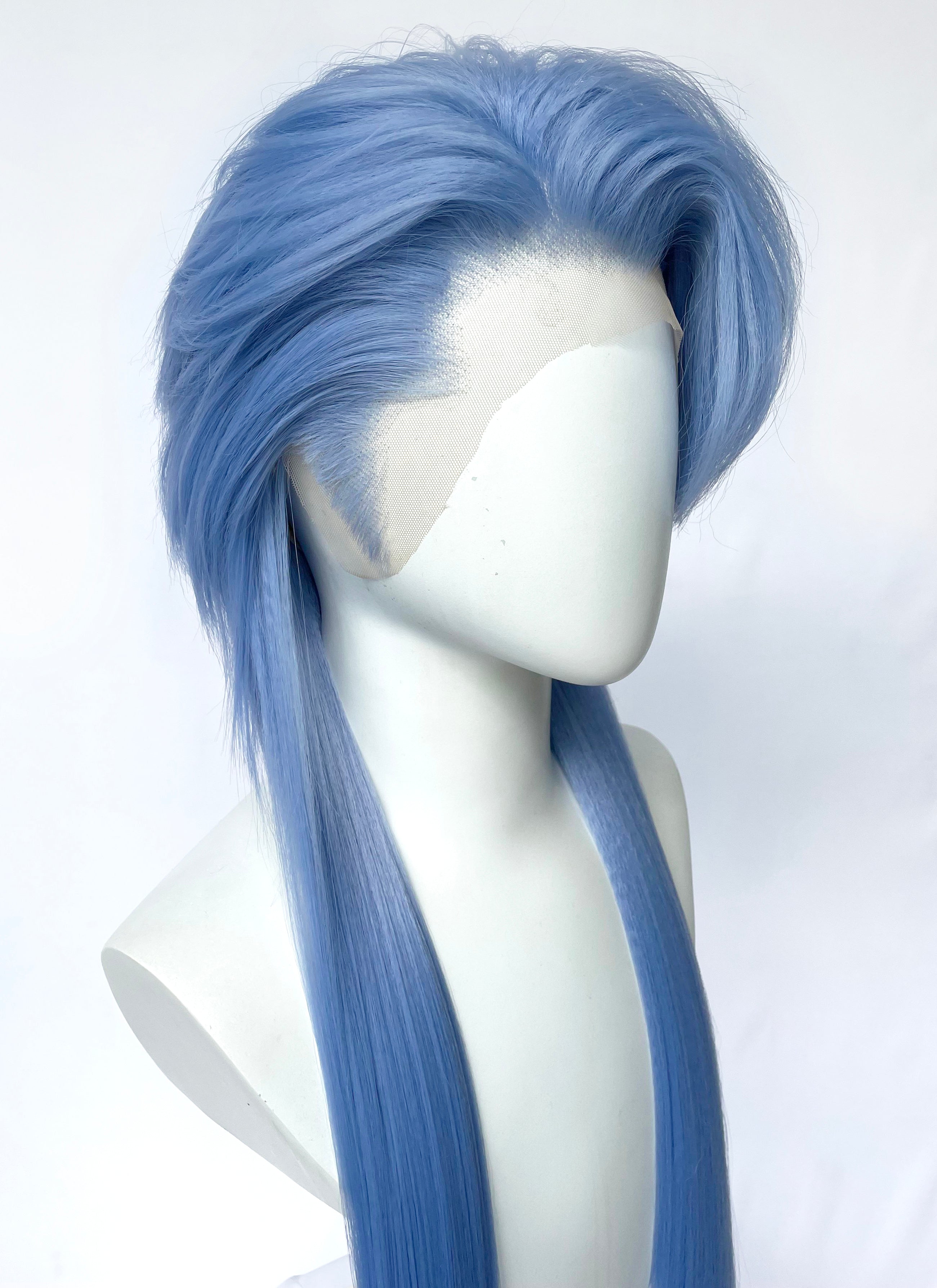 Pastel Blue Straight Lace Front Synthetic Men's Wig LF6134