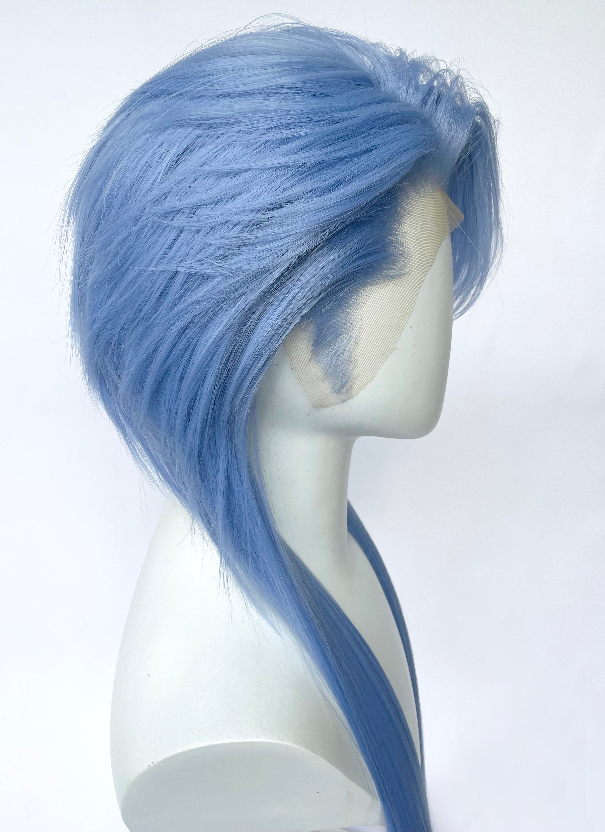 Pastel Blue Straight Lace Front Synthetic Men's Wig LF6134