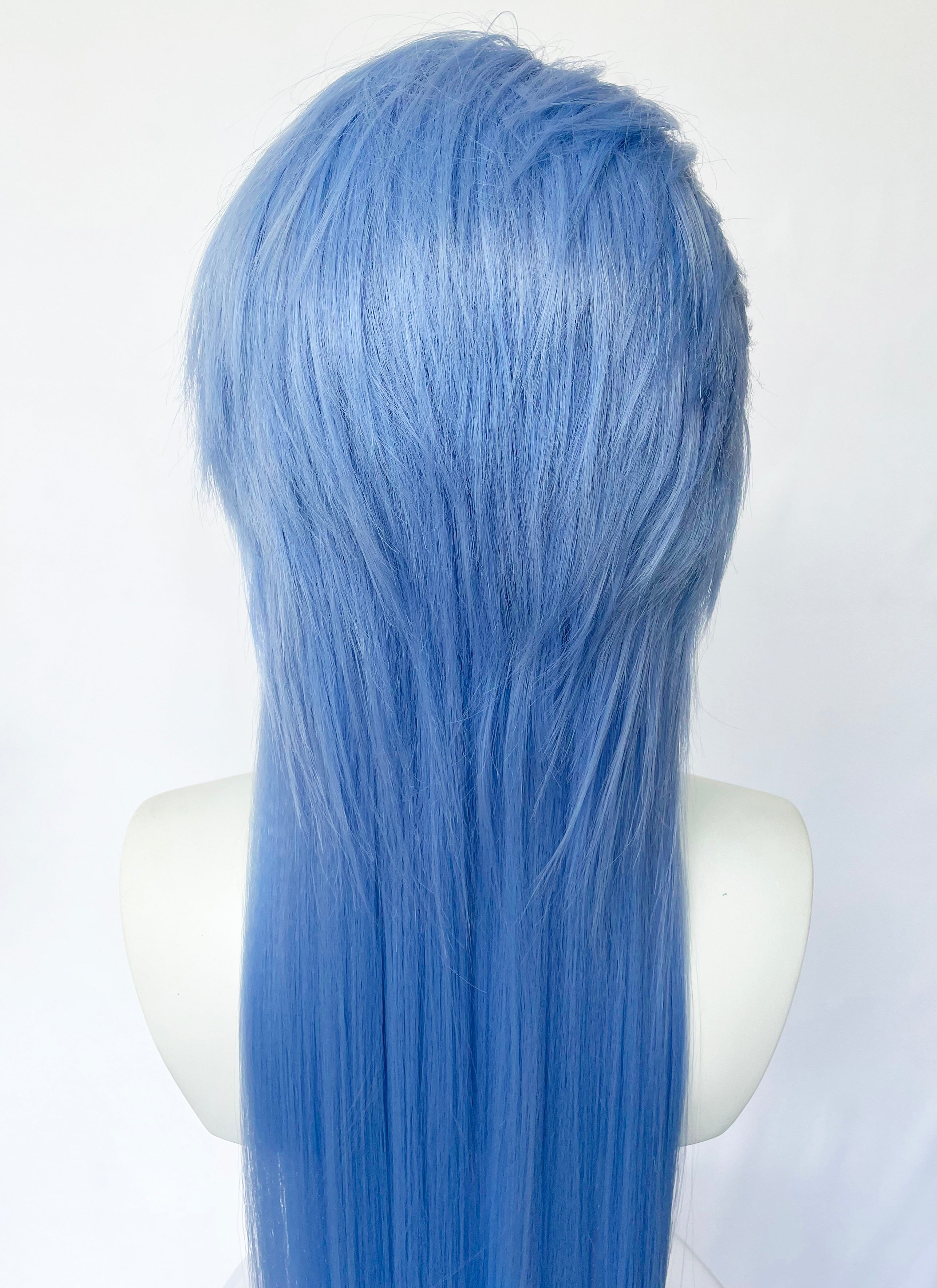 Pastel Blue Straight Lace Front Synthetic Men's Wig LF6134