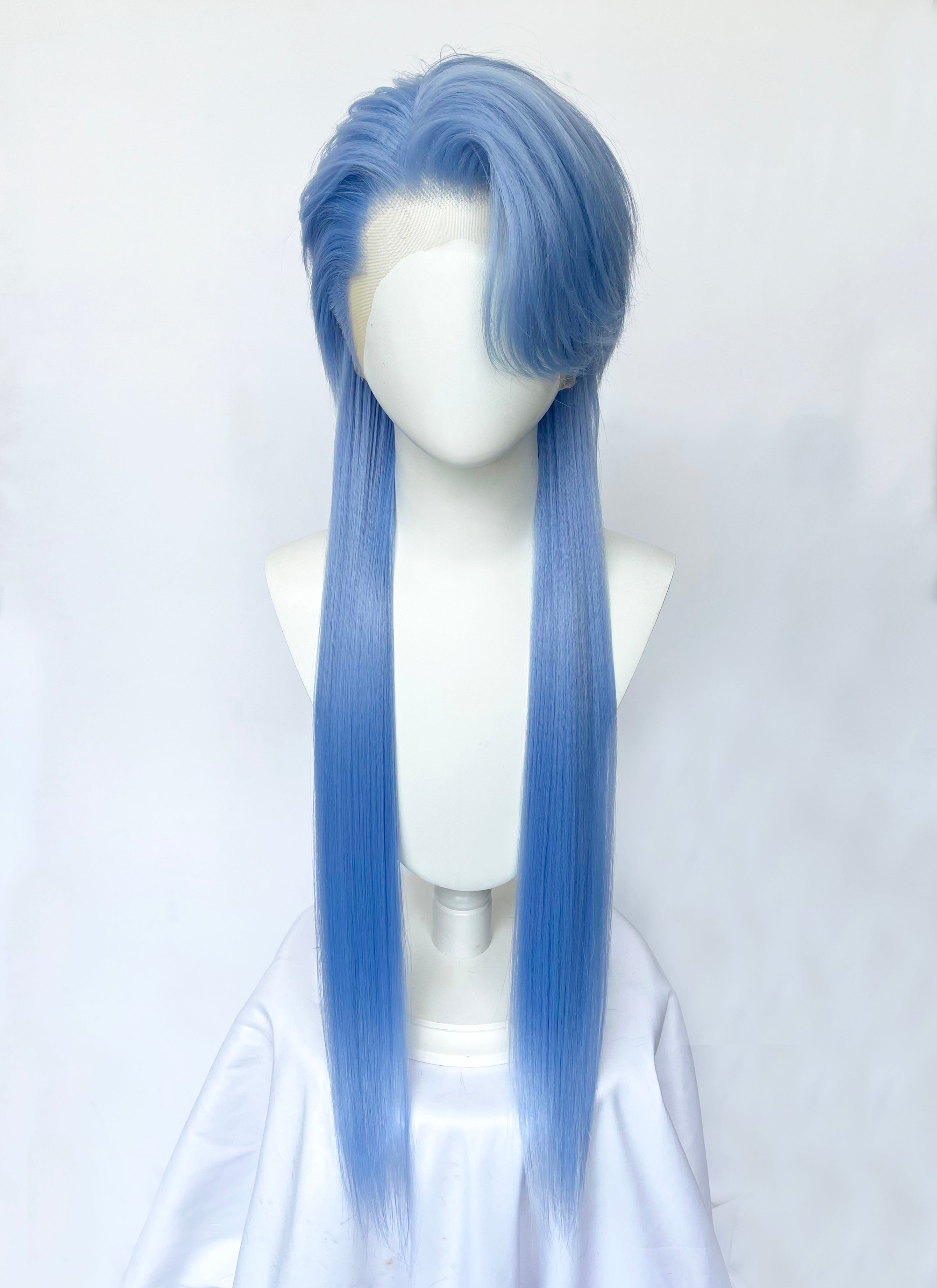 Pastel Blue Straight Lace Front Synthetic Men's Wig LF6134