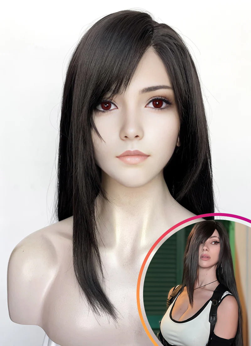 Final Fantasy VII Remake Tifa Lockhart Straight Yaki Natural Black Lace Front Synthetic Wig LF8007