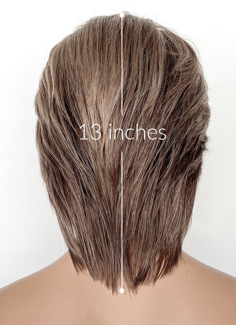 Mixed Brown Straight Lace Front Synthetic Men's Wig LF8010