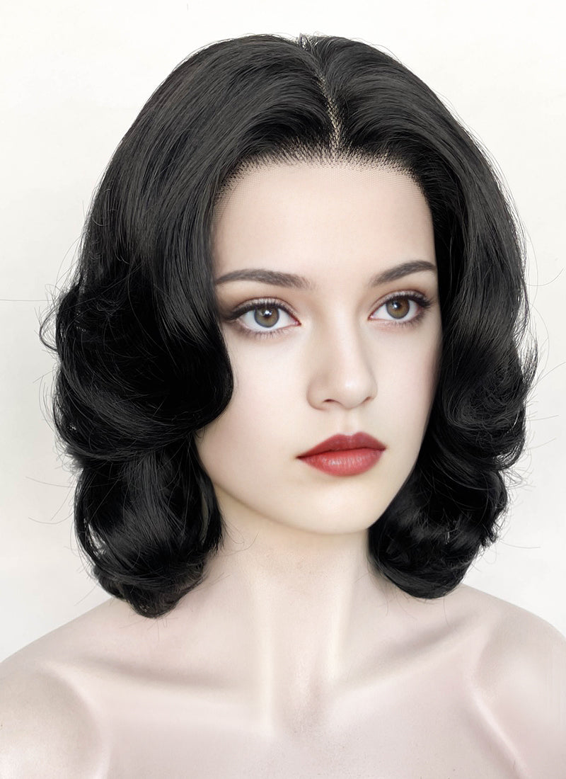 Snow White 1937 Jet Black Wavy Lace Front Synthetic Wig LF8040