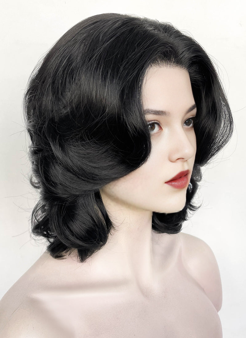 Snow White 1937 Jet Black Wavy Lace Front Synthetic Wig LF8040