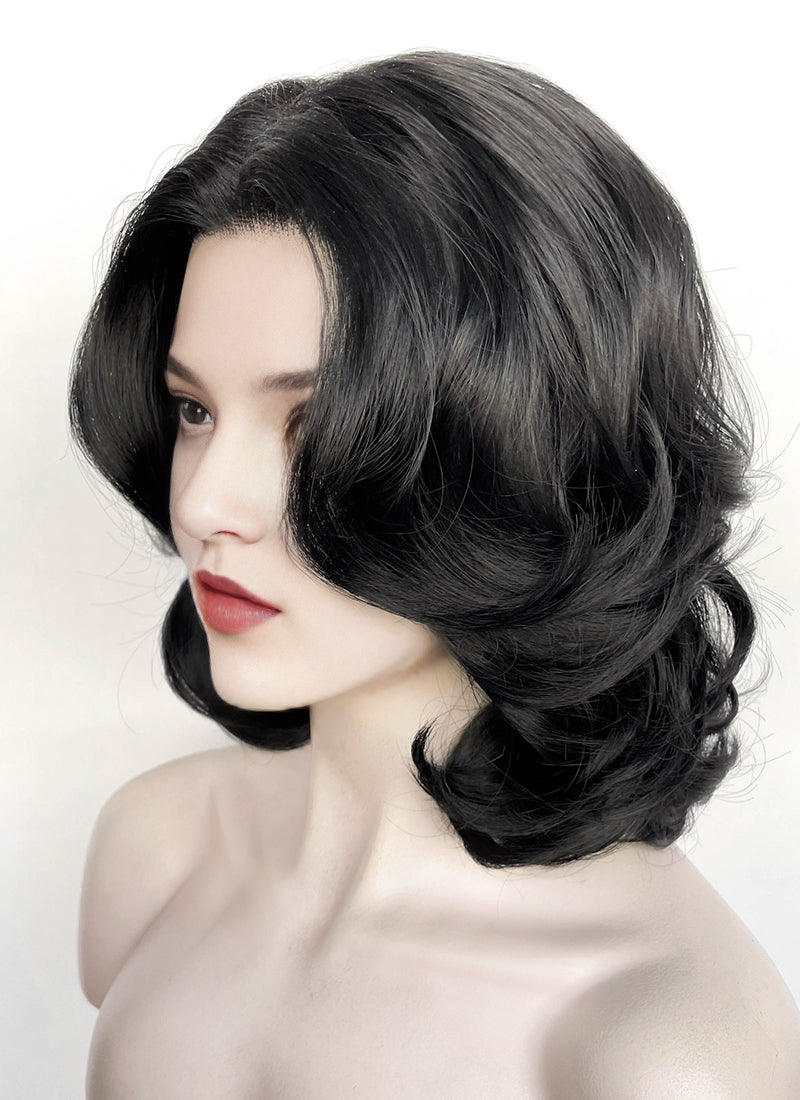 Snow White 1937 Jet Black Wavy Lace Front Synthetic Wig LF8040
