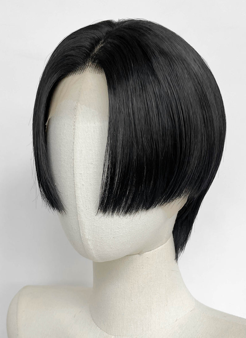 Jet Black Straight Lace Front Synthetic Wig LF8042