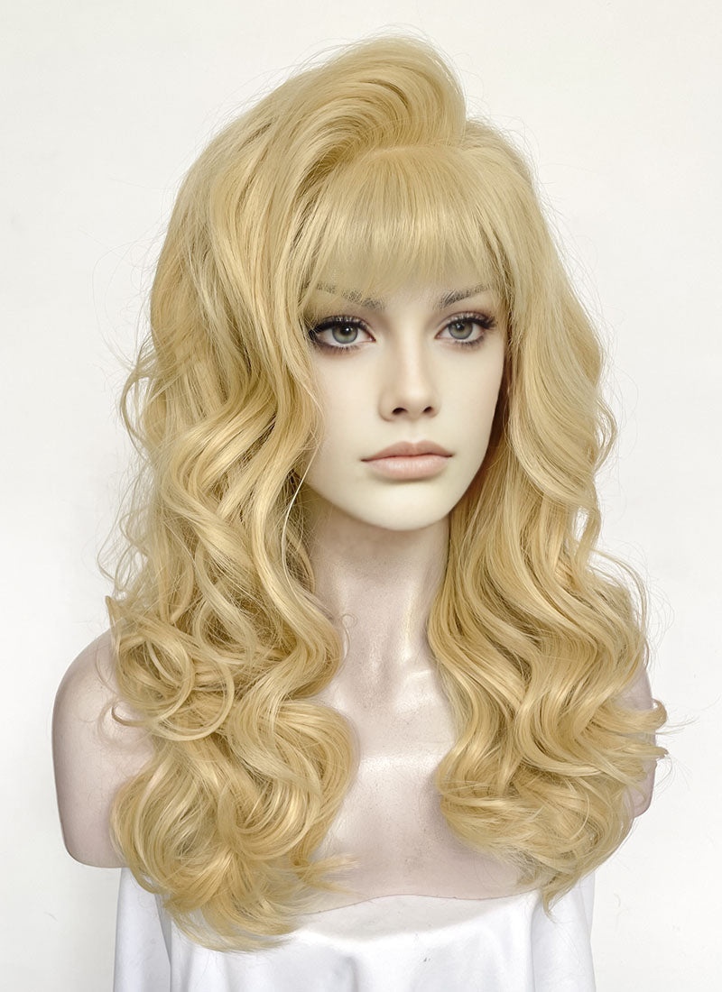 Blonde Wavy Lace Front Synthetic Hair Wig With Fuffy Bang LF8052
