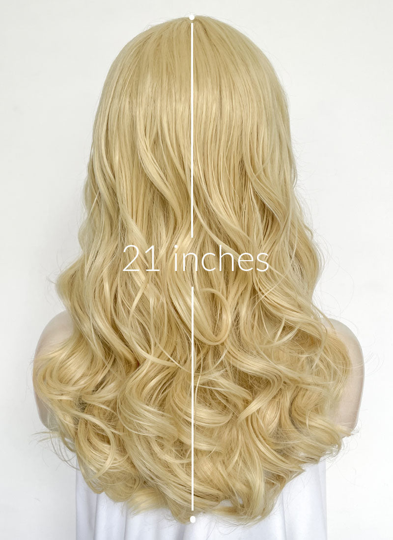 Blonde Wavy Lace Front Synthetic Hair Wig With Fuffy Bang LF8052