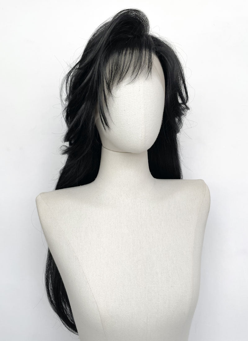 Jet Black Straight Lace Front Synthetic Hair Wig With Fuffy Bang LF8053