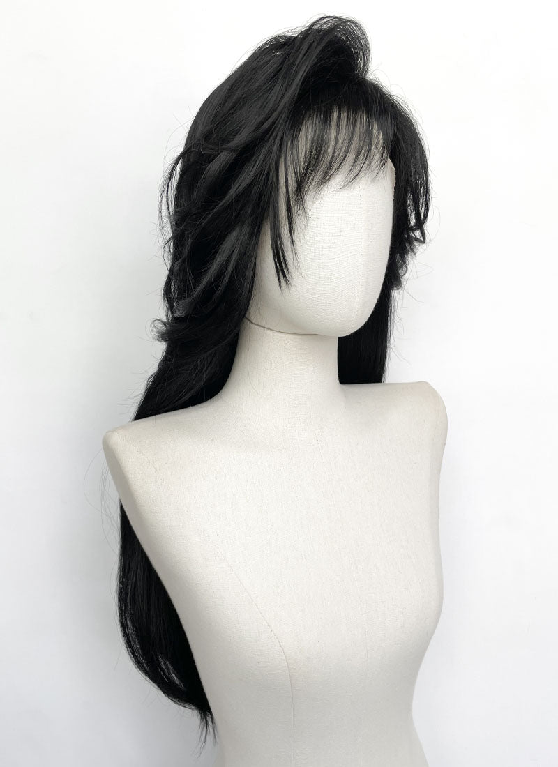 Jet Black Straight Lace Front Synthetic Hair Wig With Fuffy Bang LF8053
