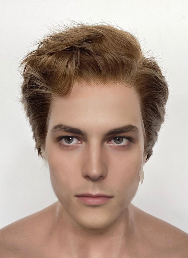Brown Wavy Lace Front Synthetic Hair Men's Wig LF8065