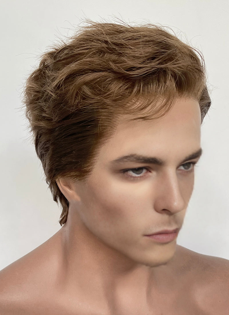 Brown Wavy Lace Front Synthetic Hair Men's Wig LF8065