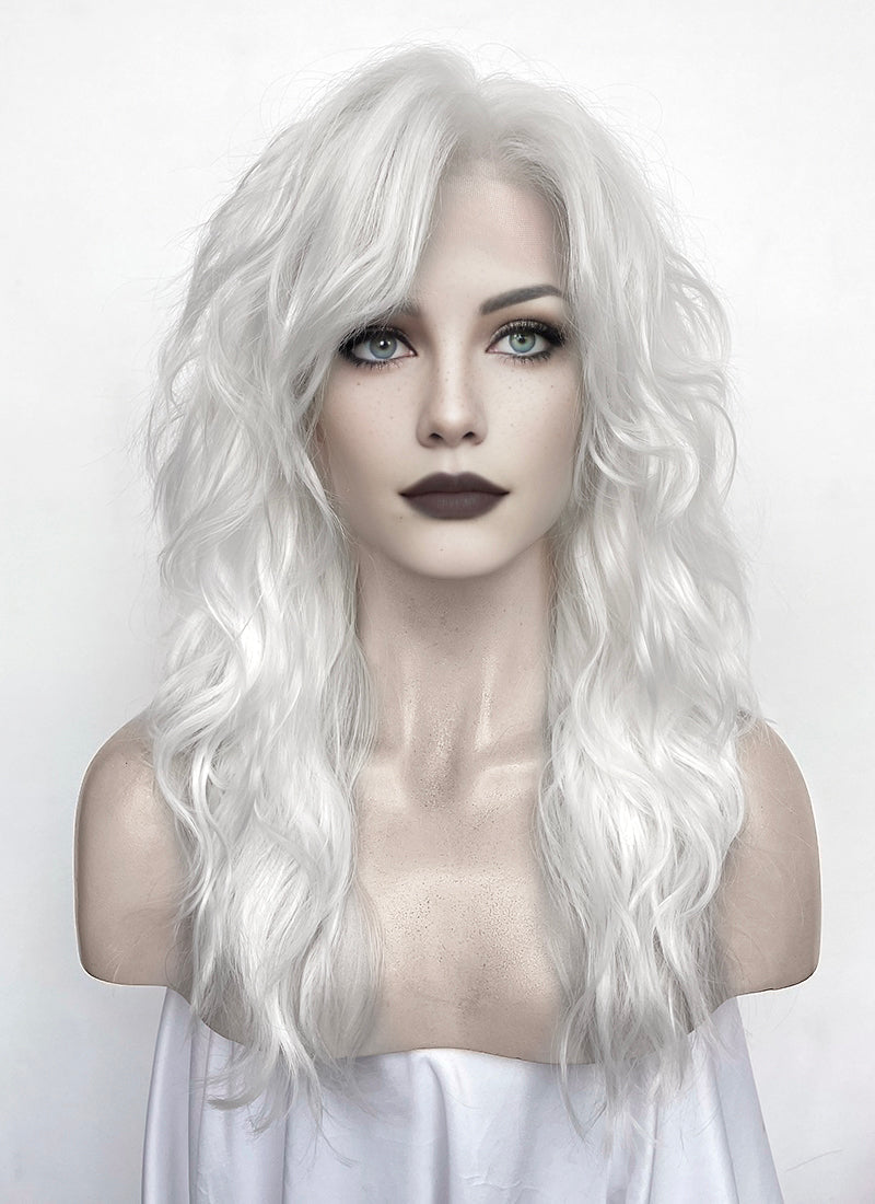 White Wavy Mullet Lace Front Synthetic Wig LF8076