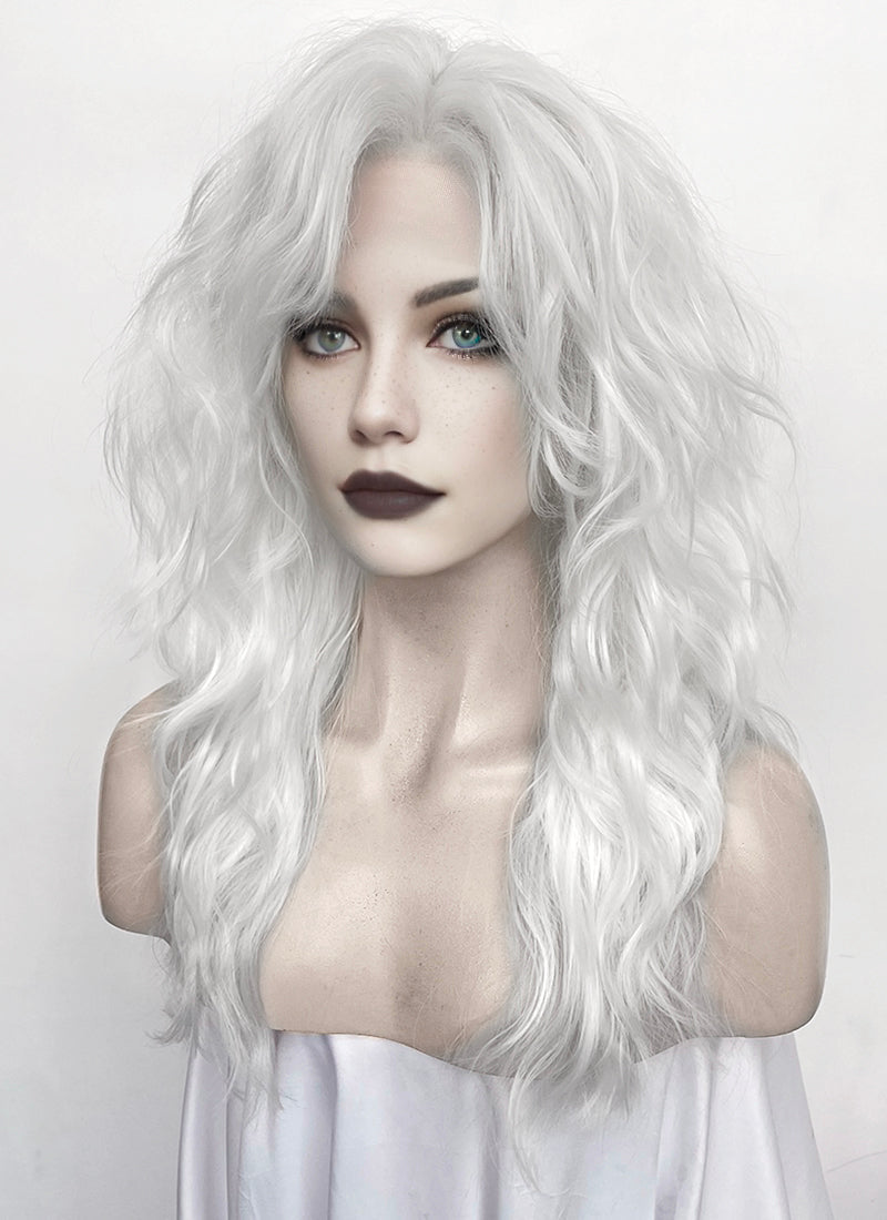 White Wavy Mullet Lace Front Synthetic Wig LF8076
